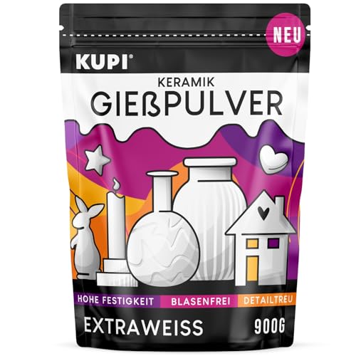 KUPI 0,9kg Gips zum Gießen Lufthärtend & Geruchlos | Keramik Gießpulver Weiß | Gießmasse für Silikonformen | Reliefgießpulver zum Basteln Modellieren Strukturieren KUPI 0,9kg Gips zum Gießen Lufthärtend & Geruchlos | Keramik Gießpulver Weiß | Gießmasse für Silikonformen | Reliefgießpulver zum Basteln Modellieren Strukturieren von kupi