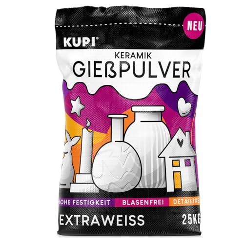 KUPI 25kg Keramik Gießpulver Weiß | Gips zum Gießen Lufthärtend & Geruchlos | Gießmasse für Silikonformen | Reliefgießpulver Weiß Keramikpulver Gipspulver KUPI 25kg Keramik Gießpulver Weiß | Gips zum Gießen Lufthärtend & Geruchlos | Gießmasse für Silikonformen | Reliefgießpulver Weiß Keramikpulver Gipspulver von kupi