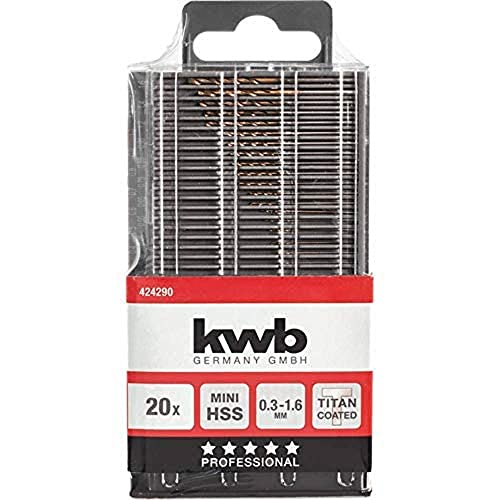 kwb 20-teiliges HSS-M2 Titan Mini-Bohrer-Set von Ø 0,3 mm bis Ø 1,6 mm von kwb