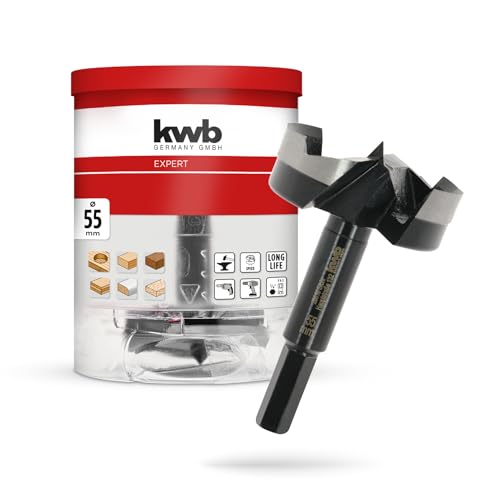 kwb Forstnerbohrer, Ø 55 mm, Topfbohrer (für Holz, geschmiedeter Bohrkopf, Spezialanschliff, schnelle, ausrissfreie Bohrlöcher, 4-seitig geschliffene Zentrierspitze, für Akkuschrauber & Bohrmaschinen) kwb Forstnerbohrer, Ø 55 mm, Topfbohrer (für Holz, geschmiedeter Bohrkopf, Spezialanschliff, schnelle, ausrissfreie Bohrlöcher, 4-seitig geschliffene Zentrierspitze, für Akkuschrauber & Bohrmaschinen) von kwb