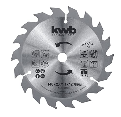 kwb Kreissägeblatt 140 x 12,75 mm, schneller Schnitt, mittlere Güte, Sägeblatt geeignet für Weich- und Hartholz, Tischlerplatten und Spanplatten kwb Kreissägeblatt 140 x 12,75 mm, schneller Schnitt, mittlere Güte, Sägeblatt geeignet für Weich- und Hartholz, Tischlerplatten und Spanplatten von kwb