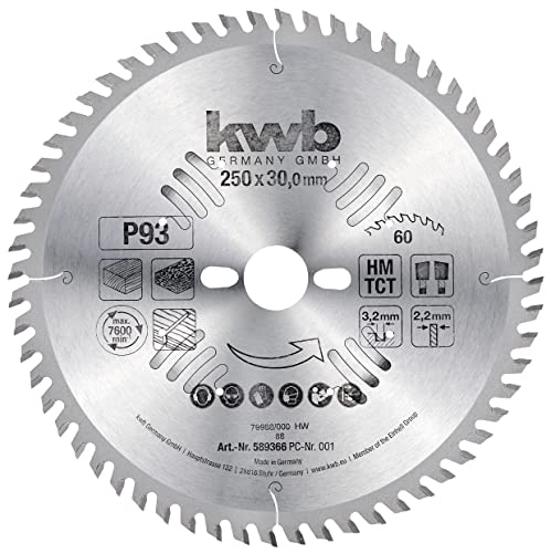 kwb Kreissägeblatt 250 x 30 mm, sehr feiner Schnitt, Sägeblatt geeignet für Arbeitsplatten, Holz und beschichtete Platten kwb Kreissägeblatt 250 x 30 mm, sehr feiner Schnitt, Sägeblatt geeignet für Arbeitsplatten, Holz und beschichtete Platten von kwb