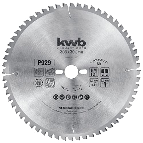 kwb Kreissägeblatt 305 x 30 mm, sehr feiner Schnitt, Sägeblatt geeignet für Arbeitsplatten, Holz und beschichtete Platten kwb Kreissägeblatt 305 x 30 mm, sehr feiner Schnitt, Sägeblatt geeignet für Arbeitsplatten, Holz und beschichtete Platten von kwb