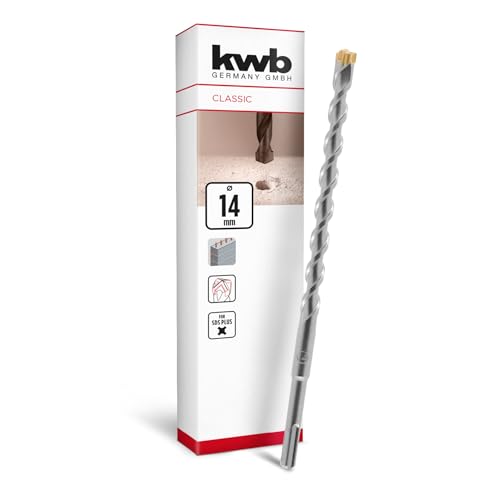 kwb SDS Plus Bohrer, SDS Plus Hammerbohrer (Ø 14 mm x 260 mm, mit extrem schneller Hartmetall 4X-Schneide, für armierten Beton, Stein & Mauerwerk) von kwb