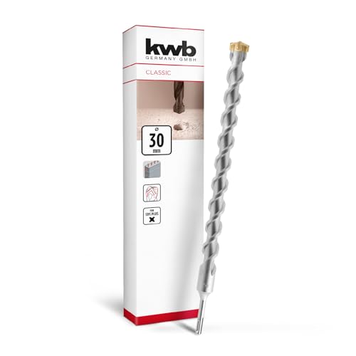 kwb SDS Plus Bohrer, SDS Plus Hammerbohrer (Ø 30 mm x 460/400 mm, mit extrem schneller Hartmetall 4X-Schneide, für armierten Beton, Stein & Mauerwerk) von kwb