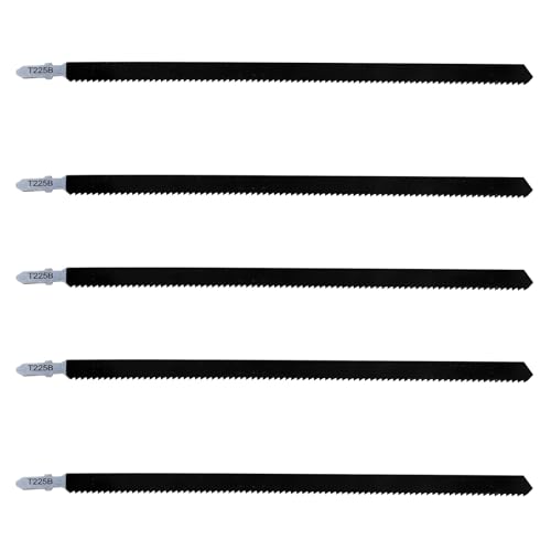 5 Stück Stichsägeblätter Set 250mm T225B, Stichsägeblatt Lang， Extra lange T-Schaft Stichsägeblätter lang aus Hartstahl für Holz, Kunststoff und Metall, Universalschaft von kwinfei