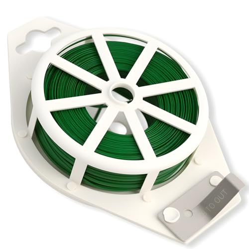 Grüner Blumendraht mit integriertem Schneider, 100 m, 22 Gauge, Floristen-Basteldraht für Kranzherstellung, Blumenarrangements, Girlandendekoration, Bastelarbeiten, Blumenbindung und Floristikprojekte von kwinfei