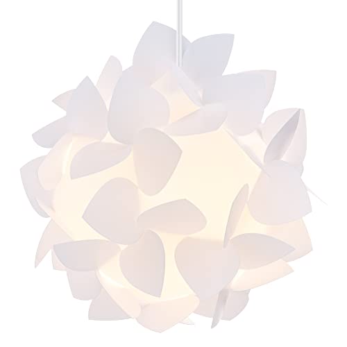 kwmobile DIY Puzzle Lampenschirm Ø26cm - Lampe Schirm 12 tlg. in Blütenoptik - Puzzlelampe kugelförmig Deckenleuchte - Deko zum Aufhängen in Weiß von kwmobile
