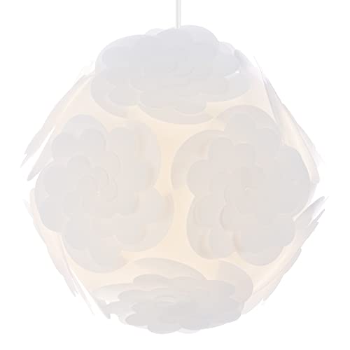 kwmobile DIY Puzzle Lampenschirm Ø26cm - Lampe Schirm mehrteilig Blütenoptik - Puzzlelampe kugelförmig Deckenleuchte - Deko zum Aufhängen in Weiß von kwmobile