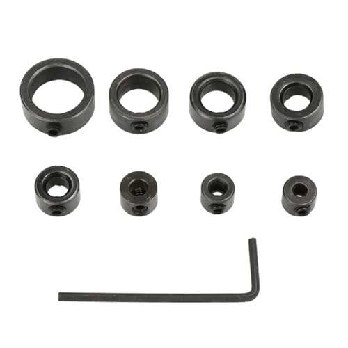 8pcs Kohlenstoffstahlbohrer Bitgrenze Ringe Stoppen Kragen Mit Schraubenschlüssel Zur Steuerung Der Tiefe Bei Holzbearbeitung Und Handwerksprojekten von kwoifioy
