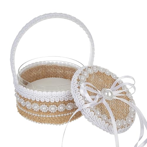 Schöne Weiße Hochzeitskörbe Raffinierte Blumen Girl Basket Bowknotkorb Für Hochzeiten Und Besondere Anlässe von kwoifioy