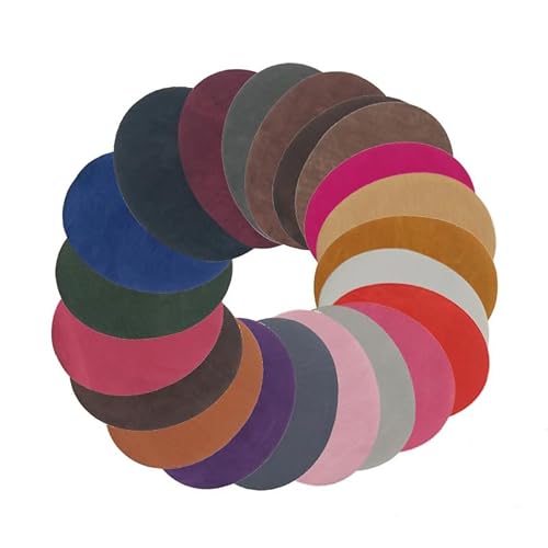 Ellenbogen-Patches aus Wildleder, ovale Knieflicken, 10,9 x 14 cm, selbstklebend/zum Aufnähen, Variety Pack für Bekleidungsreparatur, Pullover, Jacke, Hose und Hemd, Lochverstärkung, 24 Farben, 24 von kychenBase