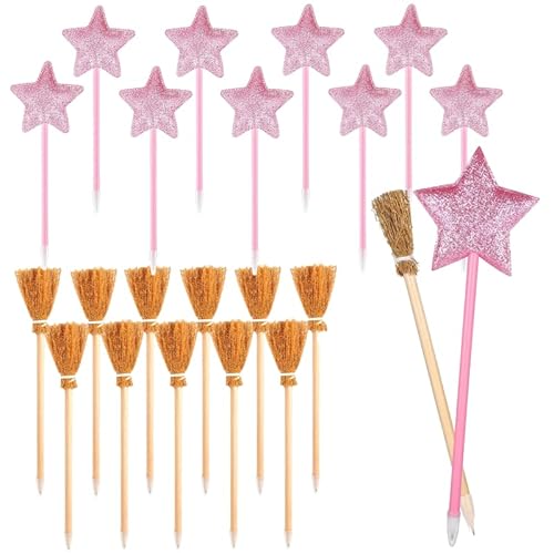 kychenBase 20 Pack Prinzessin und Hexe Party Favors - Star Kugelschreiber & Besen Bleistifte, Magisches Schreibset für Mädchenpartys, Bulk Glitzerstifte für Geburtstag, Halloween, Zauberer Thema kychenBase 20 Pack Prinzessin und Hexe Party Favors - Star Kugelschreiber & Besen Bleistifte, Magisches Schreibset für Mädchenpartys, Bulk Glitzerstifte für Geburtstag, Halloween, Zauberer Thema von kychenBase