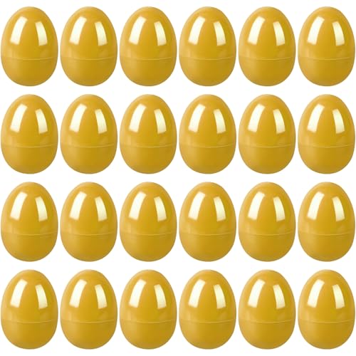 kymqlyw 24 Stück Ostereier aus Kunststoff, befüllbare Ostereier, Großpackung, leer, blanko, für Osterkorbfüller, Ostermottoparty, Gastgeschenk, Osterjagd, Füller, Klassenzimmerpreis (Gold) von kymqlyw