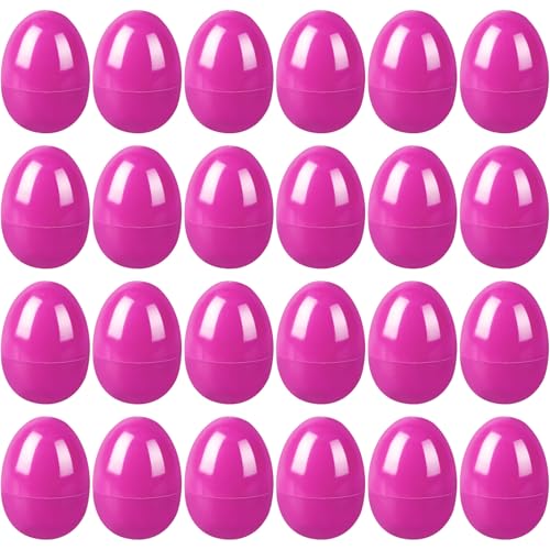 kymqlyw 24 Stück Ostereier aus Kunststoff, befüllbare Ostereier, Großpackung, leer, blanko, für Osterkorbfüller, Ostermottoparty, Gastgeschenk, Osterjagd, Füller, Klassenzimmerpreis (Rosarot) von kymqlyw