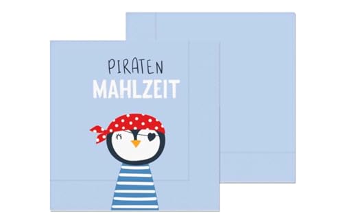 la vida GmbH Piraten Mahlzeit Servietten mit Pinguin-Motiv, Hellblau, Maritimes Design la vida GmbH Piraten Mahlzeit Servietten mit Pinguin-Motiv, Hellblau, Maritimes Design von la vida GmbH
