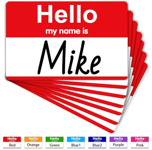 200 Stück Rote Namensschilder Aufkleber, Selbstklebende Namensschilder "Hello My Name is", Namensaufkleber für Büro, Meeting, Schule, Lehrer und Mailing(89mm x 57mm) von labelon