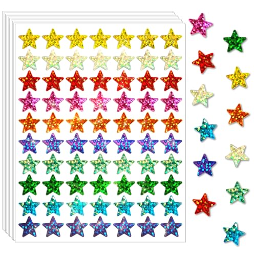 3500 Stück Glitzer Sterne Aufkleber, 10 Farben Sternaufkleber Belohnungsaufkleber für Kinde 1,5 cm Mini Regenbogen Aufkleber für Lehrer Schüler Belohnungsdiagramm DIY von labelon