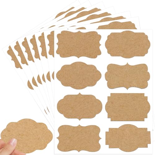 Etiketten Selbstklebend, 160 Stück Aufkleber Zum Beschriften Geschenk Aufkleber klebeetiketten,Kraft Selbstklebende Etiketten Aufkleber für Geschenke, Geschenkaufkleber, Flasche(76 x 51 mm) von labelon