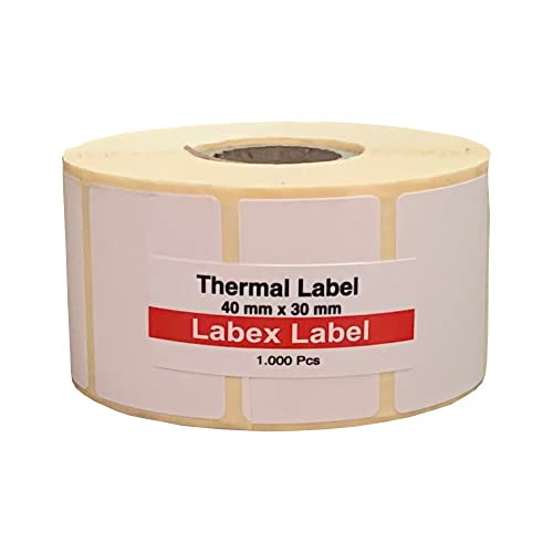 Labex Label - Thermo Etiketten 40x30 mm | Zebra etiketten- Thermo etiketten auf rolle; 1.000 stück - adressetiketten - 1 Rolle ;1.000 Thermo label Barcode/Adresse Thermo Etiketten von labex label