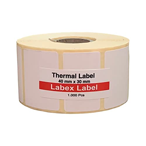 Thermo Etiketten 40x30 mm | Zebra etiketten- Thermo etiketten auf rolle; 1.000 stück - Thermotransfer etiketten, adressetiketten - 1 Rolle ;1.000 Thermo label (1 Rolle) von labex label