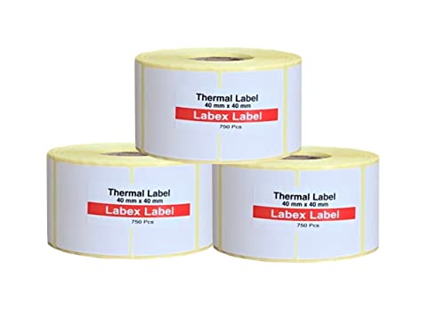 Thermo Etiketten 40x40 mm | Barcode etikett - Thermo etiketten- 2 rolle; 2.250 stück - Thermotransfer etiketten adressetiketten - Thermo label (3 Rolle) von labex label