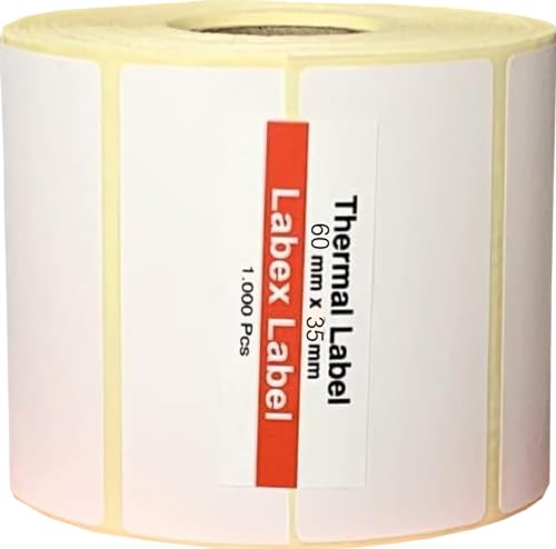 Labex Label - Thermo Etiketten 60x35 mm | Barcode etikett - Thermo etiketten auf rolle; 1.000 stück - 1 Rolle ;1.000 Thermo label Barcode/Adresse Thermo Etiketten von labex label