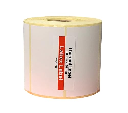 Thermo Etiketten 60x40 mm | Zebra etiketten - Thermo etiketten auf rolle; 750 stück - Thermotransfer etiketten - 1 Rolle ;750 Thermo label (1 Rolle) von labex label