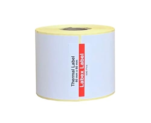 Labex Label - Thermo Etiketten 60x60 mm | Zebra etiketten - Thermo etiketten auf rolle; 500 stück - Thermodirekt etiketten - 1 Rolle ;500 Thermo label Barcode/Adresse Thermo Etiketten von labex label