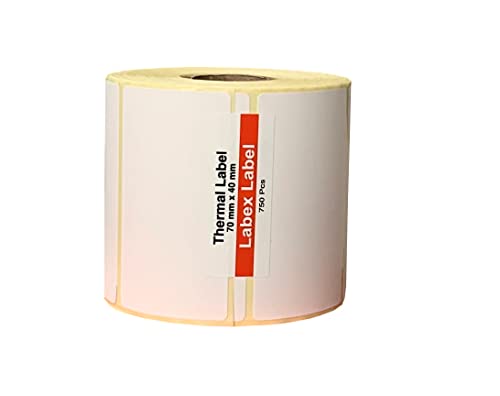 Thermo Etiketten 70x40 mm | Barcode etikett - Thermo etiketten auf rolle; 750 stück - Thermotransfer etiketten - 1 Rolle ;750 Thermo label (1 Rolle) von labex label
