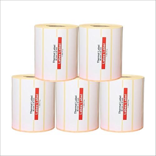Thermoetiketten, Thermodirekt-Etiketten, Adressetiketten, Zebra-Aufkleber, thermo label (5 Rollen, 80 mm x 20 mm) von labex label