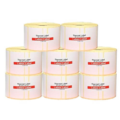 Thermoetiketten, Thermodirekt-Etiketten, Adressetiketten, Zebra-Aufkleber, thermo label (8 Rollen, 50 mm x 35 mm) von labex label