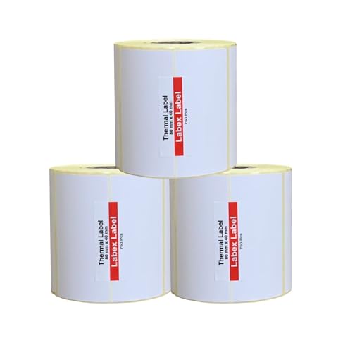 Thermoetiketten, Thermodirekt-Etiketten, Adressetiketten, Zebra-Aufkleber, thermo label (3 Rollen, 80 mm x 40 mm) von labex label
