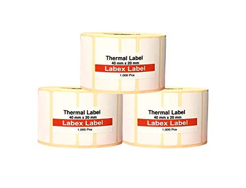 Thermotransfer etiketten 40x20 mm | Zebra etiketten - Thermoetiketten- 3 rolle; 3.000 stück - Thermodrucker etiketten - 3 Role : 3.000 Thermo label (3 Rolle) von labex label