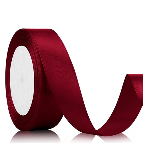 Geschenkband Satinband 22m, 20mm Breit Geschenkband, Burgunderrot Schleifenband für Hochzeit, Bastelarbeiten und Geschenkverpackung Hochzeitsdekoration (Burgunderrot) von laeeyin