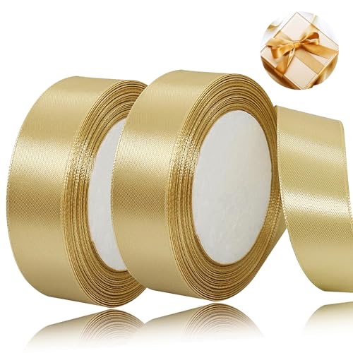 Geschenkband Satinband 44m, 20mm Breit Geschenkband, Weißes Schleifenband für Hochzeit, Bastelarbeiten und Geschenkverpackung Hochzeitsdekoration (golden) von laeeyin
