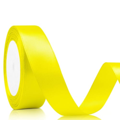 Geschenkband Satinband 22m, 20mm Breit Geschenkband, Gelb Schleifenband für Hochzeit, Bastelarbeiten und Geschenkverpackung Hochzeitsdekoration (Gelb) von laeeyin