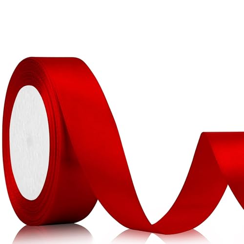 Geschenkband Satinband 22m, 20mm Breit Geschenkband, Rot Schleifenband für Hochzeit, Bastelarbeiten und Geschenkverpackung Hochzeitsdekoration (Rot) von laeeyin
