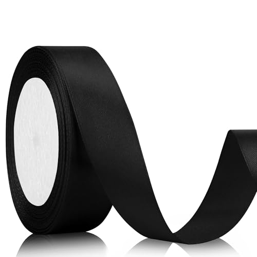 Geschenkband Satinband 22m, 20mm Breit Geschenkband, Schwarz Schleifenband für Hochzeit, Bastelarbeiten und Geschenkverpackung Hochzeitsdekoration (Schwarz) von laeeyin