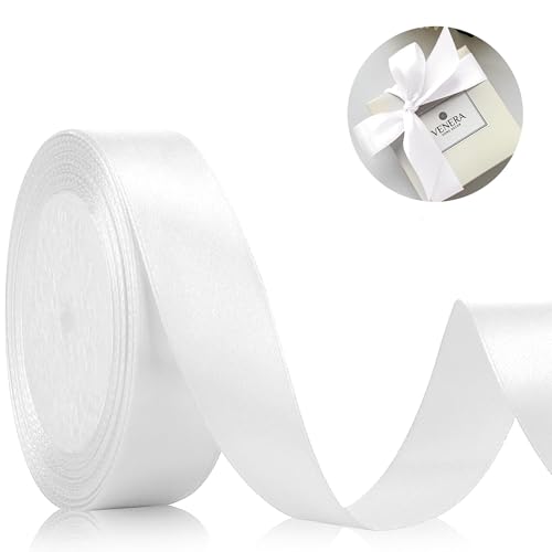 Geschenkband Satinband 22m, 20mm Breit Geschenkband, Weißes Schleifenband für Hochzeit, Bastelarbeiten und Geschenkverpackung Hochzeitsdekoration (Weiß) von laeeyin