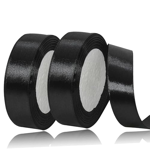 laeeyin Geschenkband Satinband 44m Geschenkband Breit, 20mm Schleifenband,Geschenkband Hochzeit Stoff, Satin-Geschenkband, Perfekt für Hochzeiten, Geburtstage und Festliche Anlässe (schwarz) von laeeyin