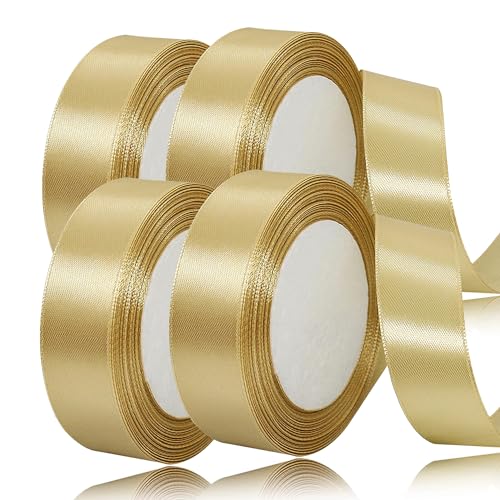 laeeyin Geschenkband Satinband 88m Geschenkband Breit, 20mm Schleifenband,Geschenkband Hochzeit Stoff, Satin-Geschenkband, Perfekt für Hochzeiten, Geburtstage und Festliche Anlässe (golden) von laeeyin