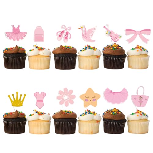 12 Stück Ballerina Cupcake Toppers, Ballerina Geburtstag Tortendeko, Kuchendekorationen von lafomukea
