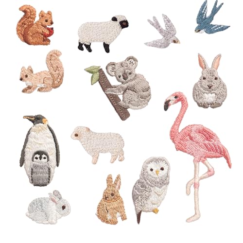 13 Stück Tier Patches zum Aufbügeln, Bügelflicken Kinder, Aufbügeln für DIY T-Shirt, Jeans, Kleidung, Rucksäcken, Schals für Kinder und Erwachsene von lafomukea