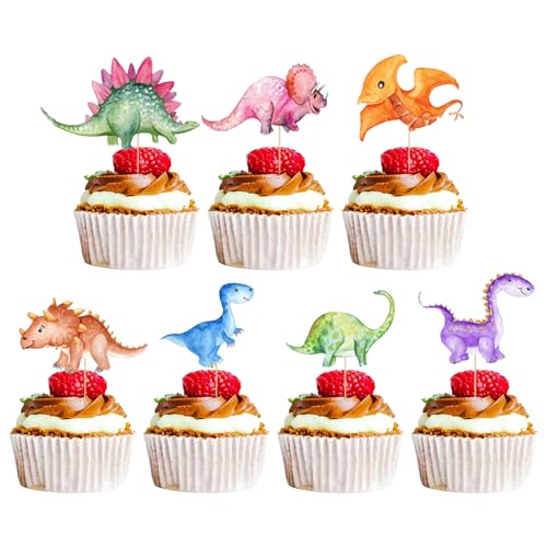 42 Stück Dinosaurier Topper, Dinosaurier Cupcake Topper, Dinosaurier Muffin Deko, Dino Kuchenaufstecker, Dekoration für Geburtstagtorte, Kinder Geburtstag Baby Shower Party Dekorationen Zubehör 42 Stück Dinosaurier Topper, Dinosaurier Cupcake Topper, Dinosaurier Muffin Deko, Dino Kuchenaufstecker, Dekoration für Geburtstagtorte, Kinder Geburtstag Baby Shower Party Dekorationen Zubehör von lafomukea