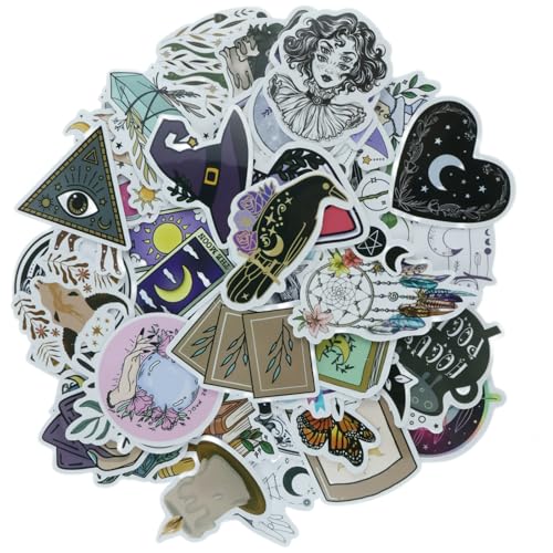 50 Stück Hexe Sticker, Vintage Aufkleber, Wasserfest Graffiti Aufkleber, Hexen Aufkleber für Laptop Skateboard Koffer Helm Auto Fahrrad Handy Scrapbook, Aufkleber für Kinder Mädchen Jugendliche von lafomukea