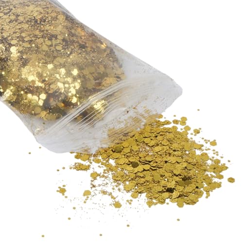 50 g Glitzer, Gold Pailletten, Glitzer Gold, Basteln, Glitzerpulver für Nägel Gesicht Makeup Kartenbasteln Handwerk Nagelkunst von lafomukea