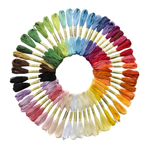 Stickgarn 50 Farben, Stickgarn Set, Knüpfgarn, Embroidery Floss, Embroidery Thread, Strickgarn, Perfekt für Basteln Leisure Arts Kreuzstich, 8 m, 6-Fädig Stickgarn 50 Farben, Stickgarn Set, Knüpfgarn, Embroidery Floss, Embroidery Thread, Strickgarn, Perfekt für Basteln Leisure Arts Kreuzstich, 8 m, 6-Fädig von lafomukea