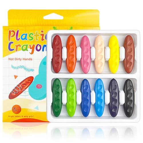 lafomukea 12 Stück Wachsmalstifte, Erdnuss Wachsmalstifte für Kleinkinder, 12 Farben, Leicht zu Halten, Waschbare Sichere Kleinkindmalstifte für Kinder Malzubehör, DIY Handwerk von lafomukea