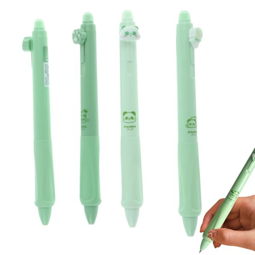 lafomukea 4 Stück Radierbarer Kugelschreiber, Radierbare Stifte mit Tierkopf, Themen Panda, Tintenroller Radierbar, Erasable Pen Set, Blaue Kugelschreiber für Studenten Geschenk, Schul Bürobedarf von lafomukea